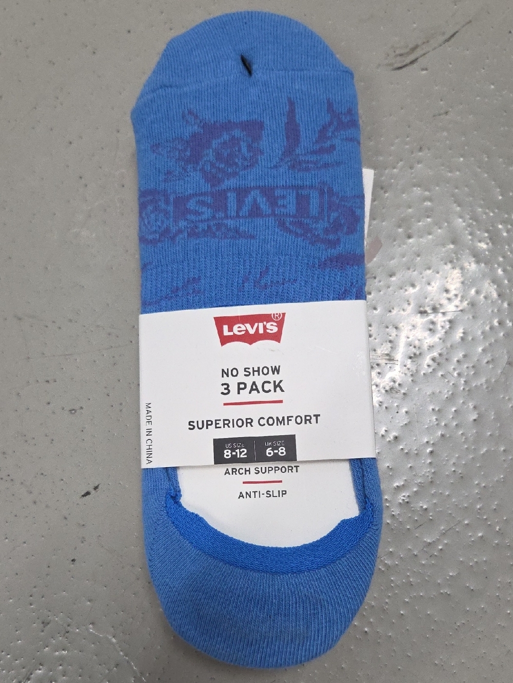 Levi's Blue No-Show Casual Socks - 3 Pack